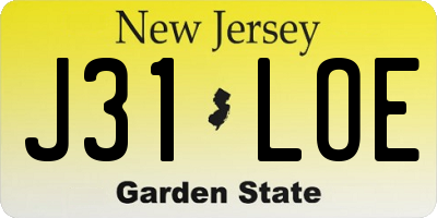 NJ license plate J31LOE