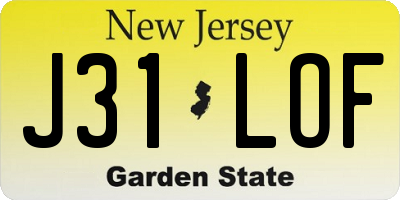 NJ license plate J31LOF