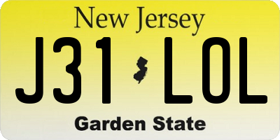 NJ license plate J31LOL