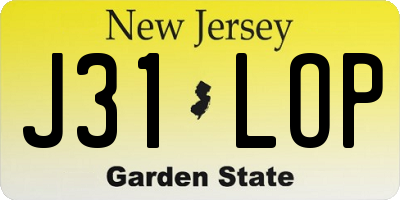 NJ license plate J31LOP