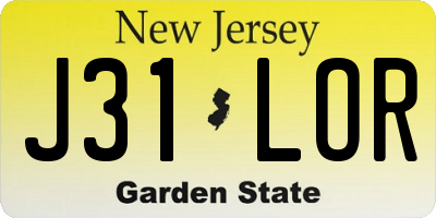 NJ license plate J31LOR