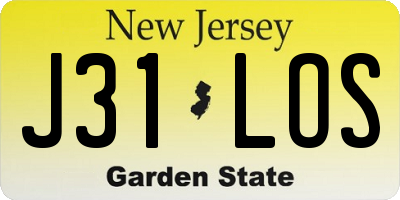 NJ license plate J31LOS