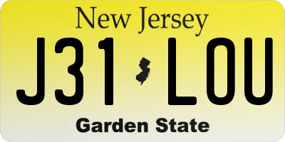 NJ license plate J31LOU