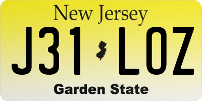 NJ license plate J31LOZ