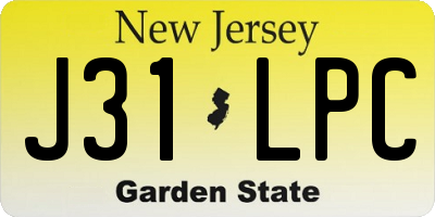NJ license plate J31LPC