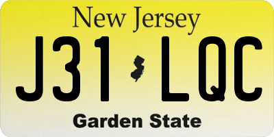 NJ license plate J31LQC