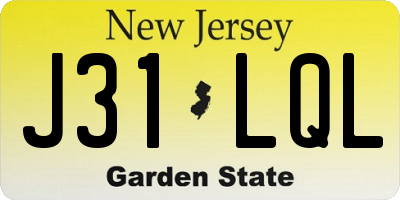NJ license plate J31LQL