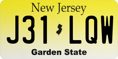 NJ license plate J31LQW