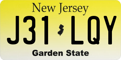 NJ license plate J31LQY