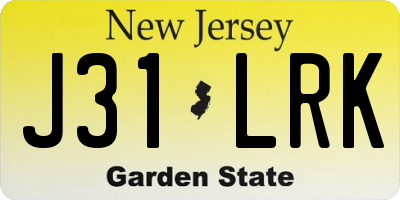 NJ license plate J31LRK