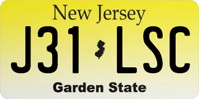 NJ license plate J31LSC