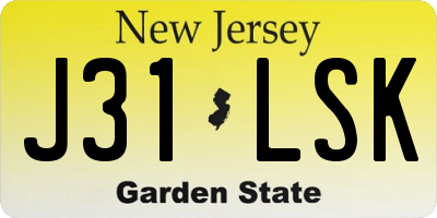 NJ license plate J31LSK