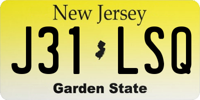 NJ license plate J31LSQ