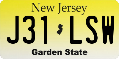 NJ license plate J31LSW