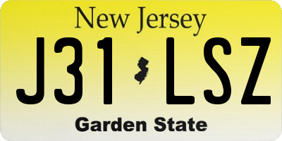 NJ license plate J31LSZ