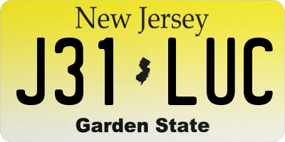 NJ license plate J31LUC