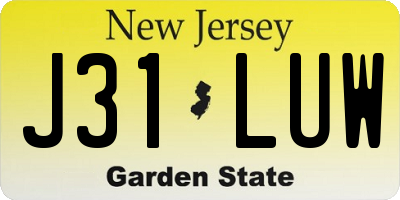 NJ license plate J31LUW