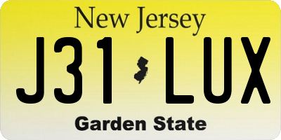 NJ license plate J31LUX