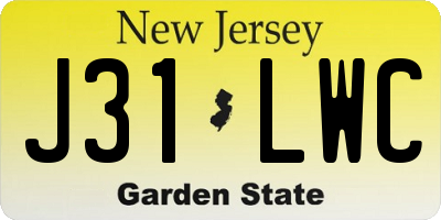 NJ license plate J31LWC