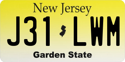 NJ license plate J31LWM