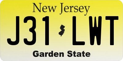 NJ license plate J31LWT
