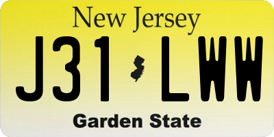 NJ license plate J31LWW