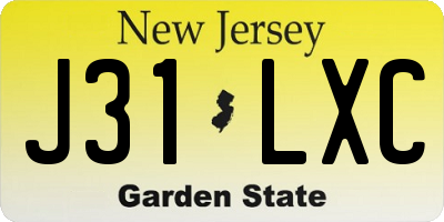 NJ license plate J31LXC