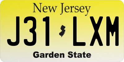 NJ license plate J31LXM