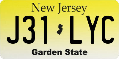 NJ license plate J31LYC