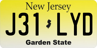 NJ license plate J31LYD