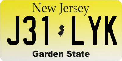 NJ license plate J31LYK