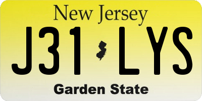 NJ license plate J31LYS