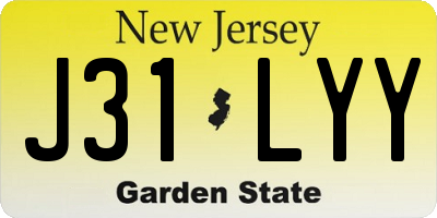 NJ license plate J31LYY