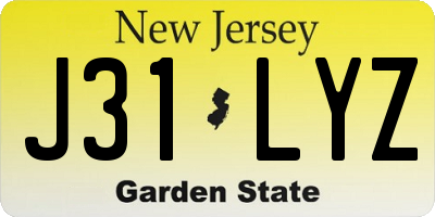 NJ license plate J31LYZ
