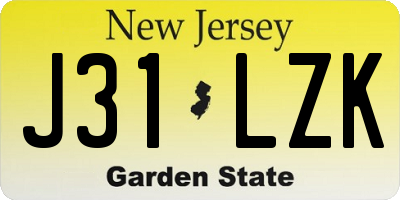 NJ license plate J31LZK