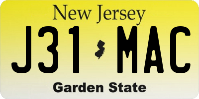 NJ license plate J31MAC