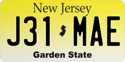 NJ license plate J31MAE