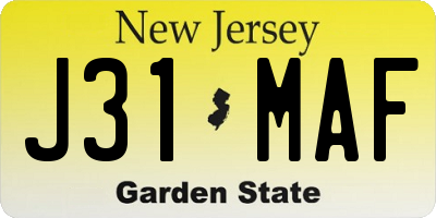 NJ license plate J31MAF