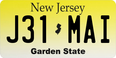 NJ license plate J31MAI
