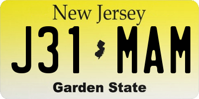 NJ license plate J31MAM
