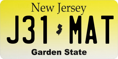 NJ license plate J31MAT