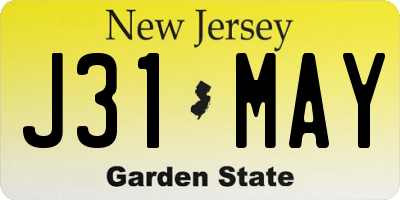 NJ license plate J31MAY