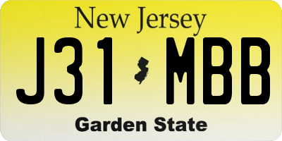 NJ license plate J31MBB