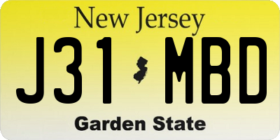 NJ license plate J31MBD