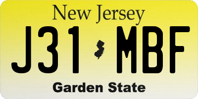 NJ license plate J31MBF