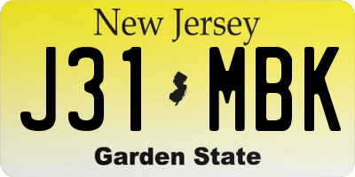 NJ license plate J31MBK