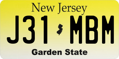 NJ license plate J31MBM