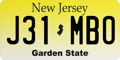 NJ license plate J31MBO