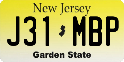 NJ license plate J31MBP
