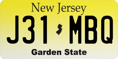 NJ license plate J31MBQ